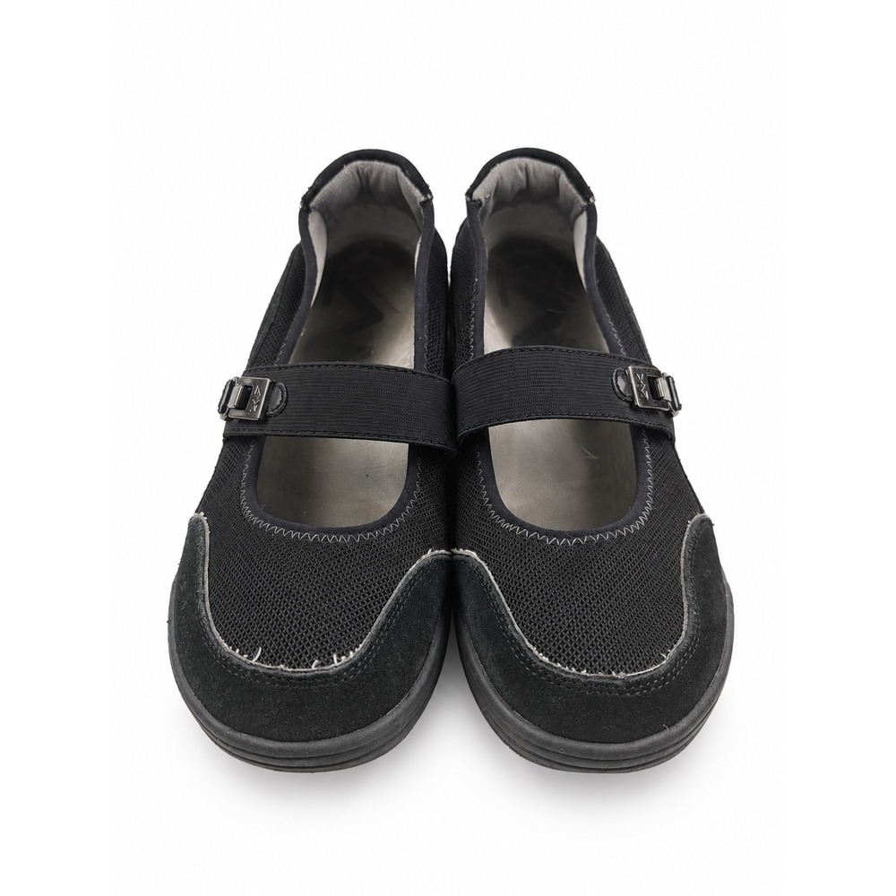 Anne Klein Sport Vintage Black Mesh Suede Mary Jane Flats Women's Size 9.5